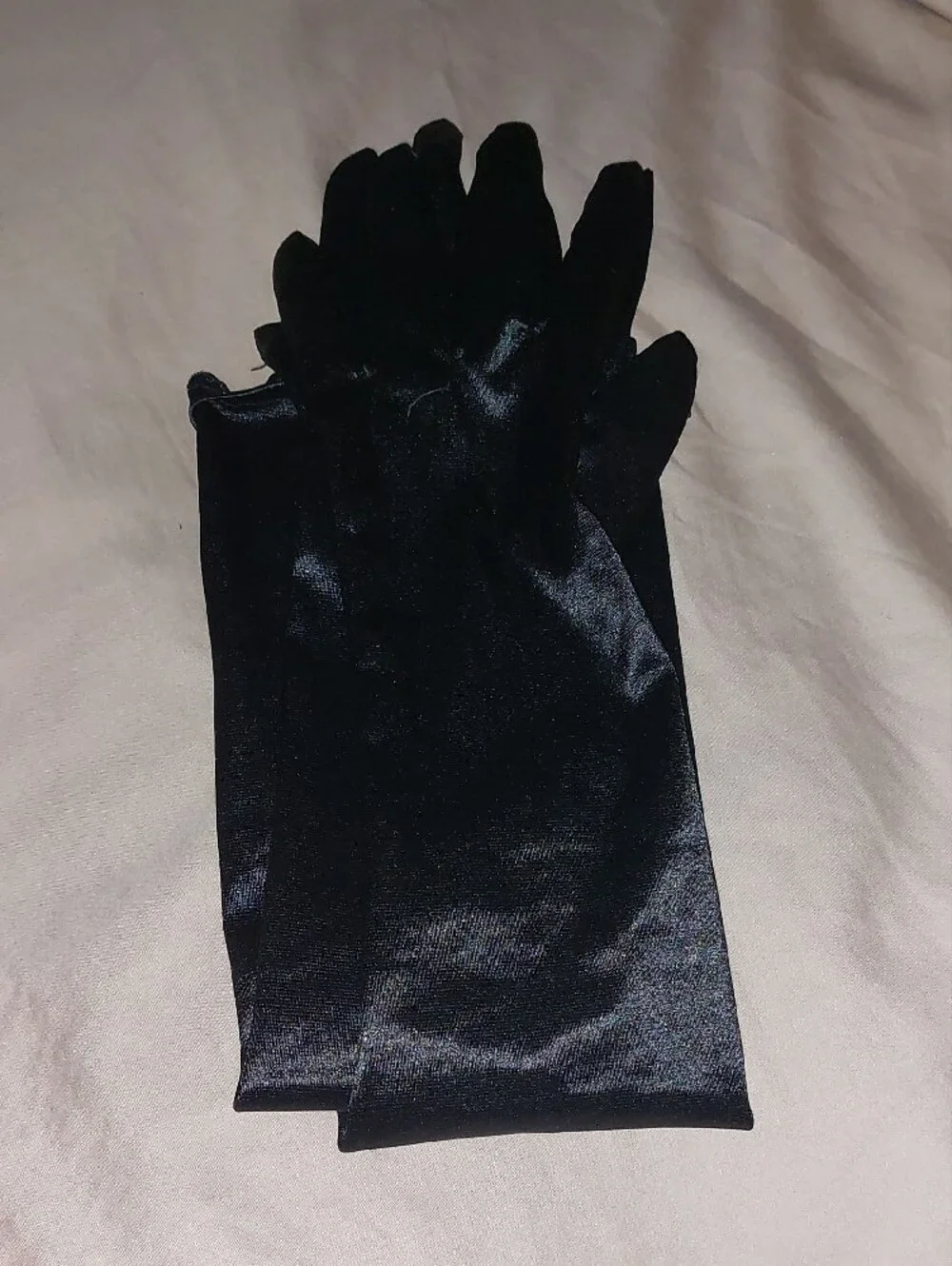 Pair of Satin Opera Gloves — Red & Black